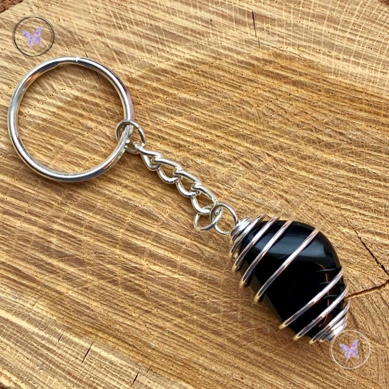 Black Tourmaline Tumble Stone Keychain